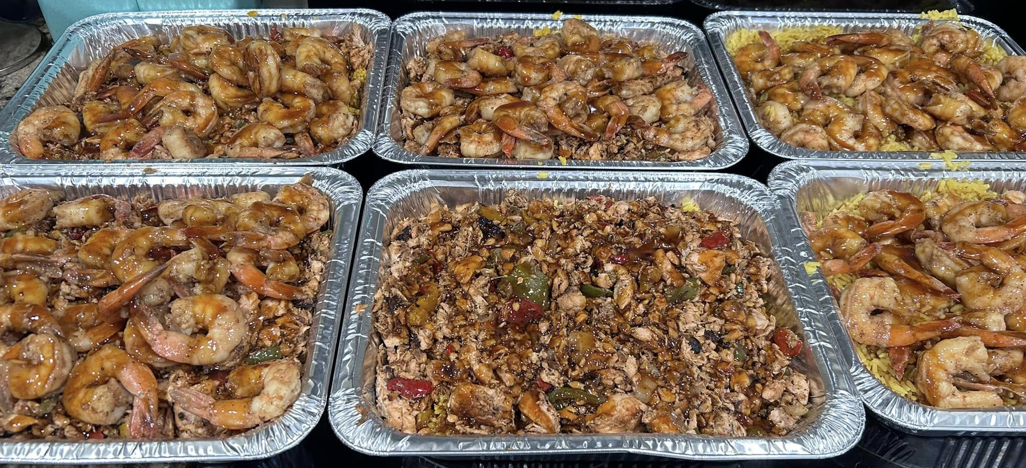 Shrimp and salmon pans